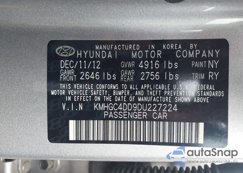 2013 Hyundai Genesis 3.8 из США, поврежденный, VIN KMHGC4DD9DU227224